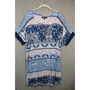 Ellen Tracy Short Sleeve Pajama Gown-Size Large-Boho